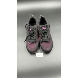 Slow Man Womens Knit Athletic Sneakers Black Pink Lace Up Walking Shoes Size 10
